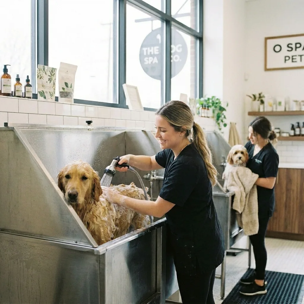 Cão durante o banho
